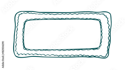 Hand-drawn rectangular decorative frame in teal and black