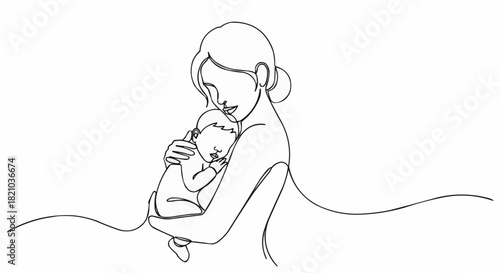 Mother tenderly cradles newborn baby in loving embrace, a beautiful moment.