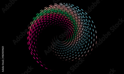 Music poster design background. Electro Sound Cover Template with dynamic abstract gradient circular geometric line shapes for t-shirt screen printing, technology, digital, party, festival and club.	