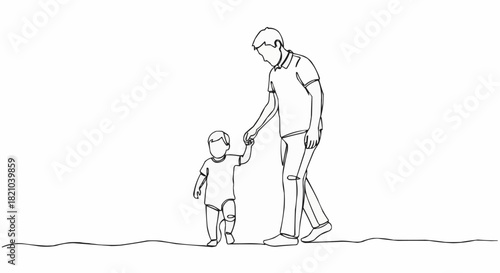 Father and Child Walking Together - A Bond of Love and Guidance.