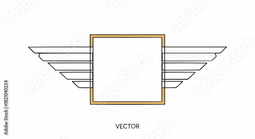 Winged Emblem with Square Frame - Symbol of Flight and Distinction.