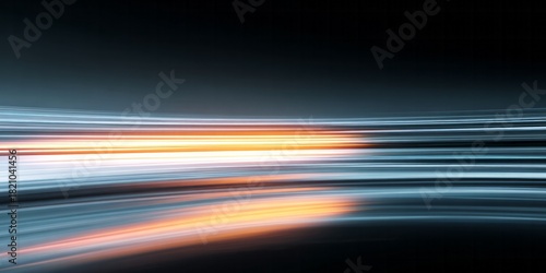 Horizontal light streaks in dark space suggest rapid motion and data flow