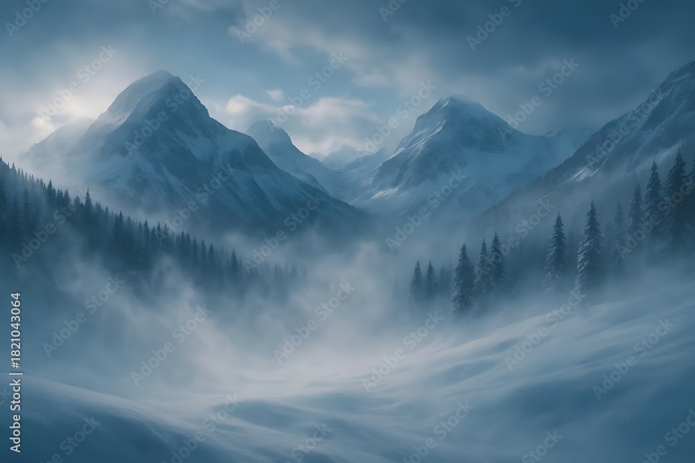 Obraz premium Misty Winter Mountain Landscape for Travel & Nature Branding Campaigns