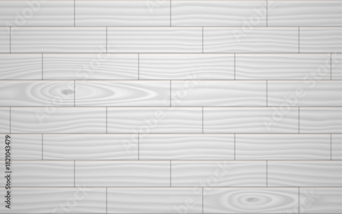 White wood floor background. Parquet or laminate pattern with light wooden planks for house or office interior. Texture of floor with white oak boards, vector realistic illustration
