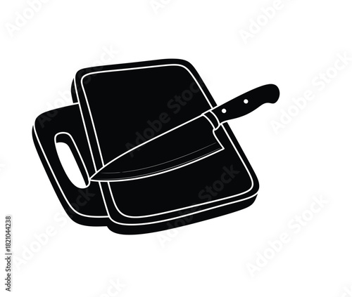 chopper board and knife vector illustration