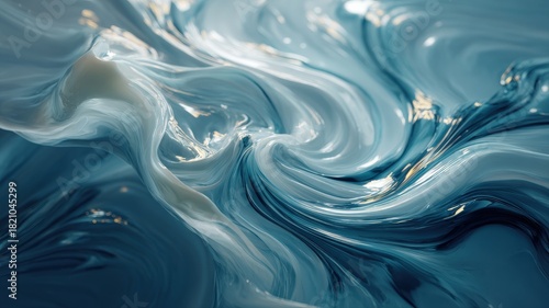 abstract visual metaphor for renewal, swirling liquid patterns with subtle light refractions, cool blue and white palette, ethereal glow, fluid motion, clean, high resolution, digital render