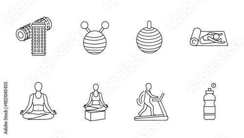 Fitness and Wellness Icons for Health and Exercise | Collection of Fitness Icons for Active Lifestyle | Wellness Icons for Physical Health and Fitness