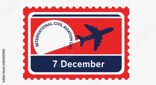 Stylized International Civil Aviation Day Stamp Design for December 7 Observance