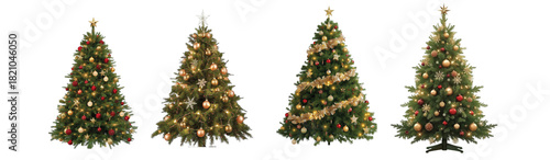 set of christmas-tree on a isolated transparent background