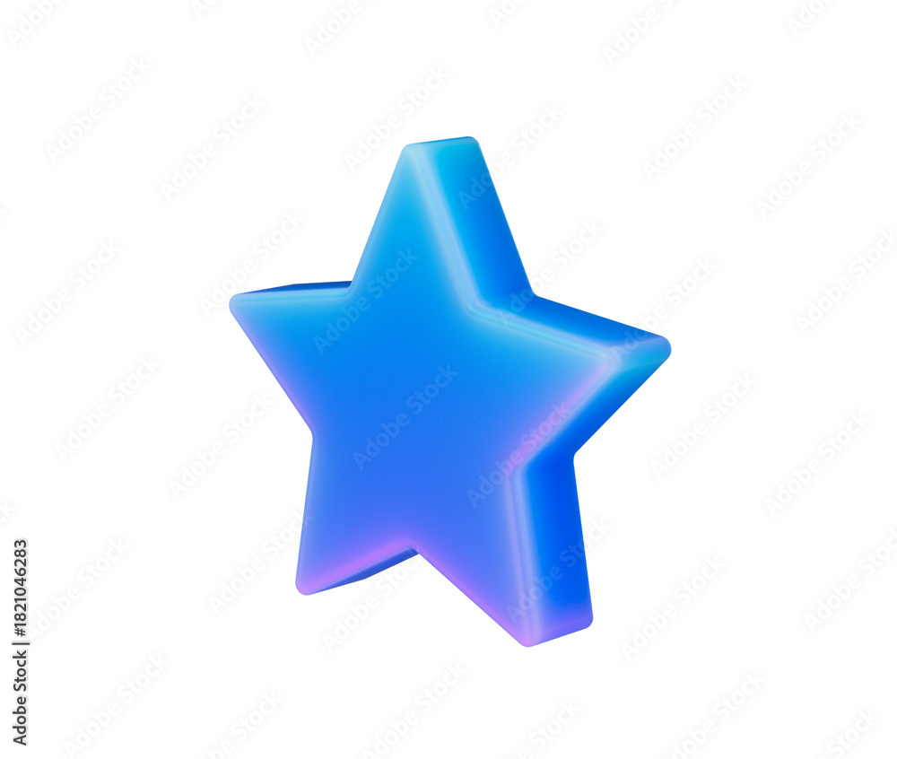 Obraz premium 3D Glossy blue star icon with gradient glow, ideal for ratings, favorites or rewards. 3D Illustration