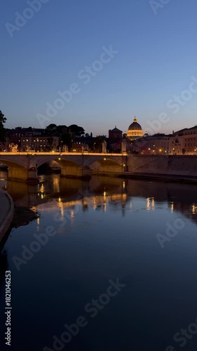 view of the historic center of Rome at night