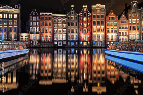Photography Amsterdam Canal Facade at night