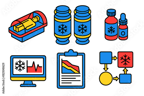 Set of icons for medical equipment and supplies
