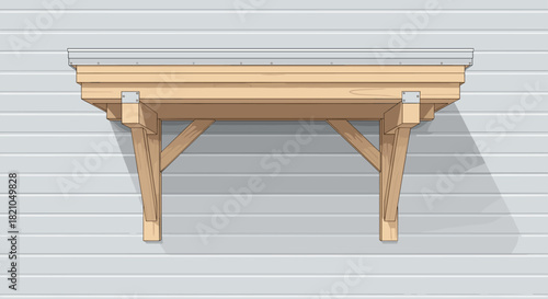 Wooden awning design for home exterior adds stylish architectural detail and enhances curb appeal, providing shade and weather protection beautifully