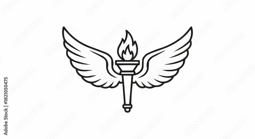 Obraz premium Winged Torch Symbol of Enlightenment and Freedom.
