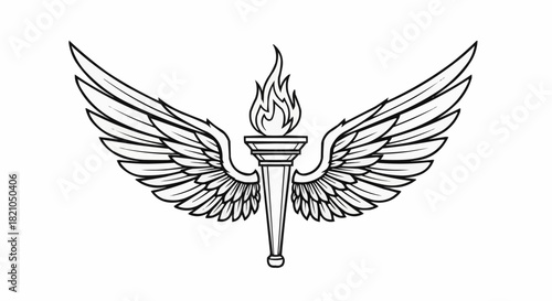 Winged Torch Emblem - Symbol of Enlightenment and Inspiration.