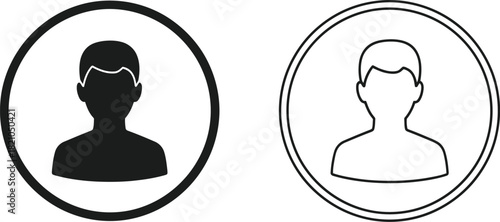Simple black and white icons depicting a male and female headshot profile