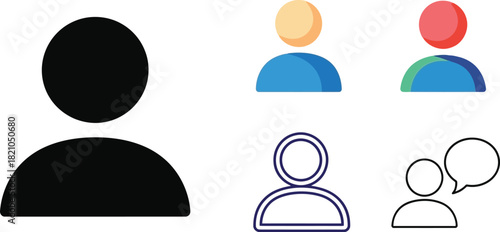 Simple vector icons depicting people groups and communication concepts