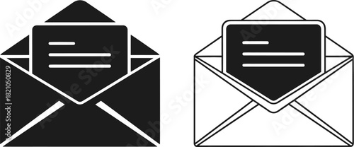 Two envelope icons one filled and one outlined representing mail delivery