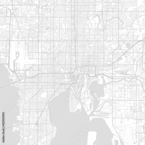 Tampa City Map minimalist linework forms an abstract grid suggesting a structured urban core with clean precise contours begin of sentence, emphasizing refined linework, with balanced composition.