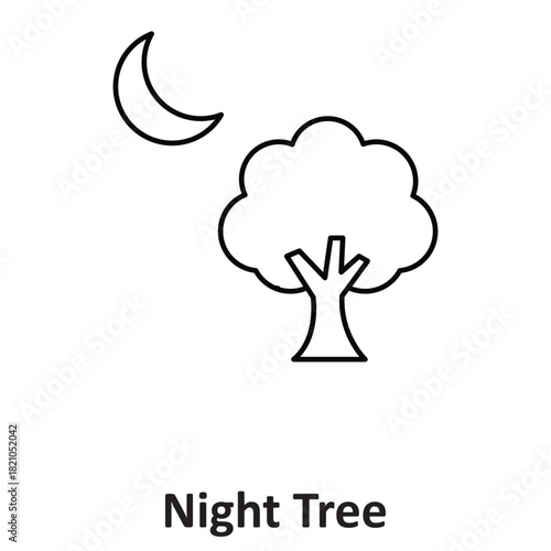 Night Tree Vector icon which can easily modify or edit