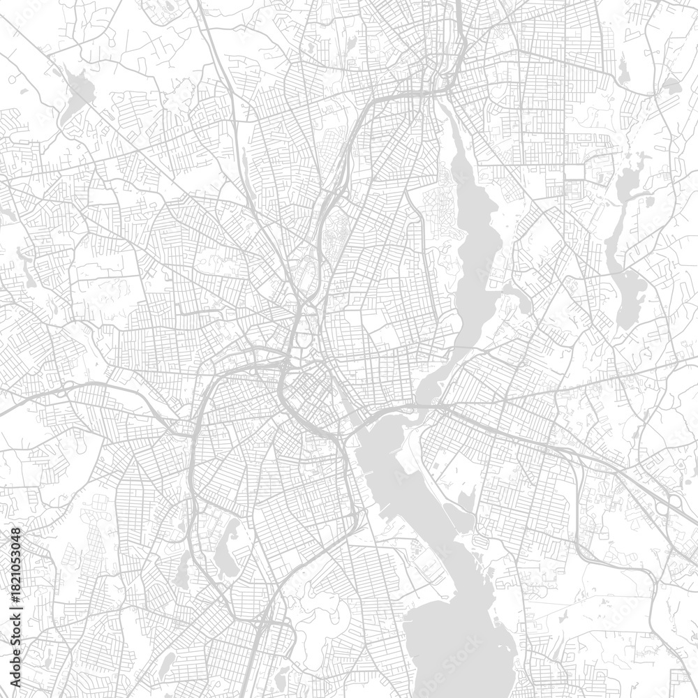 Obraz premium Providence City Map minimalist linework reveals the s underlying blueprint in a structured monochrome design where subtle negative space suggests future growth begin of sentence, emphasizing refined.