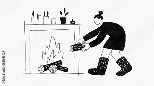 Cozy homebody in thick socks relaxing indoors enjoying a comfortable and warm atmosphere perfect for lifestyle and domestic themes