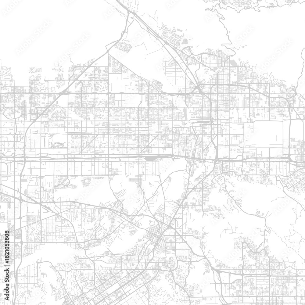 Fototapeta premium Riverside and San Bernardino Inland Empire City Map a minimal line drawing of the reveals its underlying grid celebrating the structure that defines it begin of sentence, emphasizing refined linework.