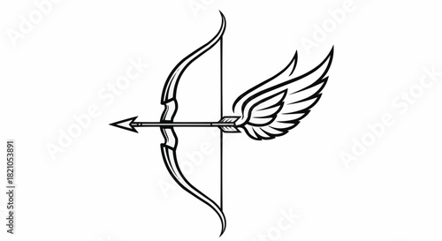 Winged Arrow Drawn Back in Bow, Ready to Fly.