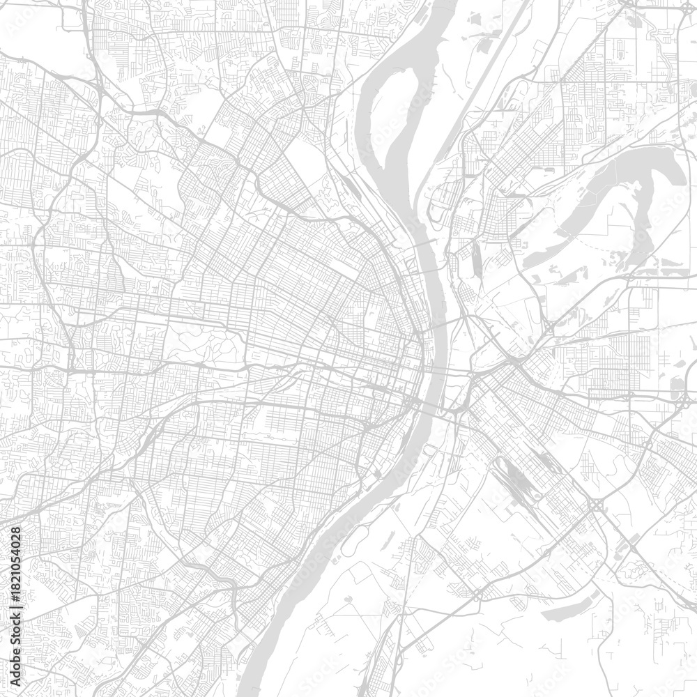 Fototapeta premium St. Louis City Map blueprints emerge from a subtle grid where structured linework reveals a clean urban topology begin of sentence, emphasizing refined linework, with balanced composition.
