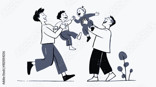 Joyful parent lifting a child in the air capturing a moment of playful connection and happiness perfect for family childhood and love themes