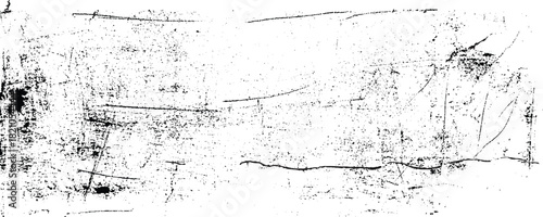 Black and white old textured overlay. Distressed rough photo effect. Old filter frame. Grunge texture with dust, scratches and grit stripes. Vector transparent retro decoration.