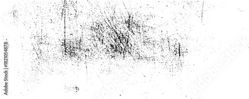 Grunge black white. Monochrome vector texture. The pattern of ink stains, cracks, fading. Overlay aged grainy messy template. Renovate wall scratched backdrop. Vector