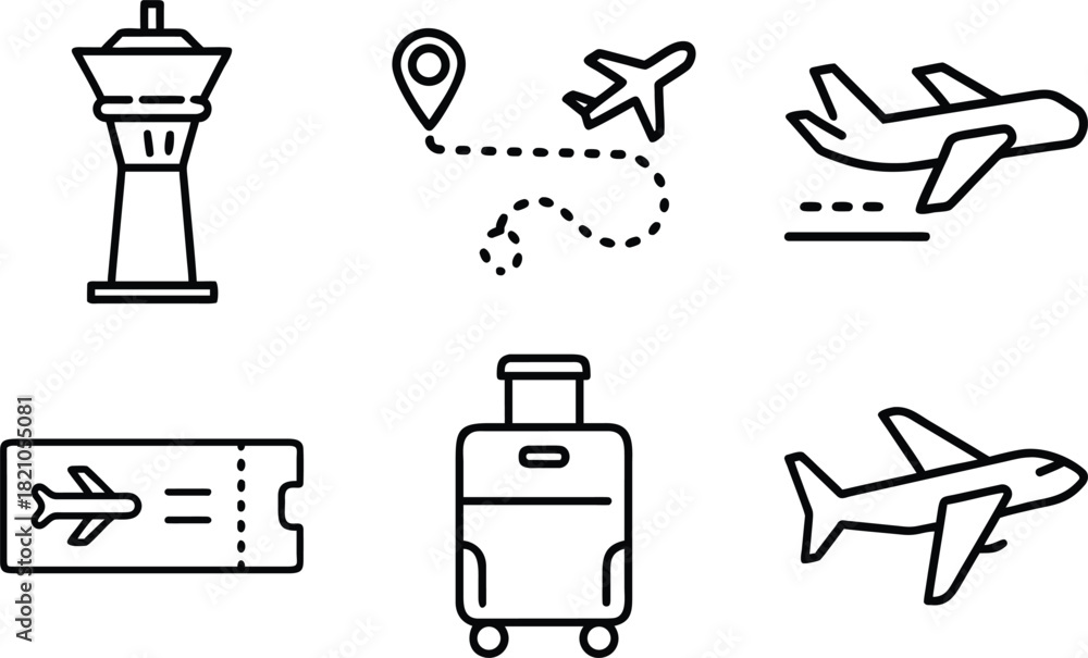 Fototapeta premium Mega Bundle of Time Management, Scheduling, and Planning Line Art Icons: Calendar, Clock, Deadline, Alarm, Stopwatch, Hourglass, and Workflow Symbols