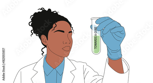 Dedicated scientist meticulously examining a promising medical test tube with innovative treatment