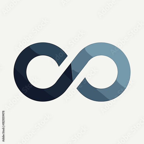 Infinity symbol in blue hues for modern design ideas. Infinity loop represents endless possibilities and continuity in its simple shape.