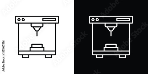 3D printer icons for UI elements. High-quality vector illustration.
