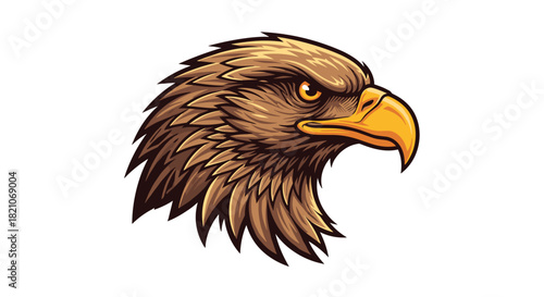 Bold eagle head design looking powerful and fierce, perfect for logos, brands, and graphics needing a symbol of strength and freedom, striking and dynamic