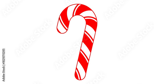 Simple red and white striped candy cane isolated on