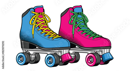Vibrant retro roller skates, perfect for a fun, active lifestyle and bringing back nostalgic memories