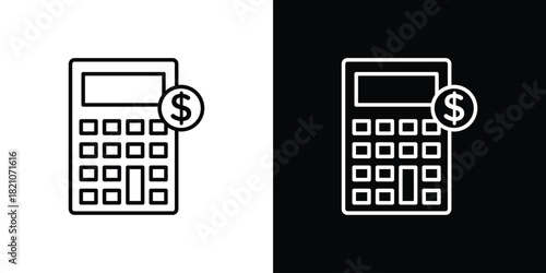 Calculator and dollar icons for UI elements. High-quality vector illustration.
