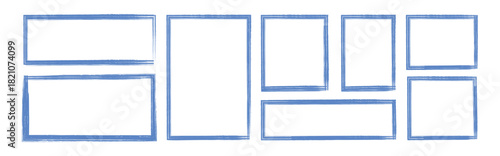 Set of grunge outline frame Set. Hand drawn abstract frame set. Ink brush strokes. Doodle square and rectangle shapes. vector illustration