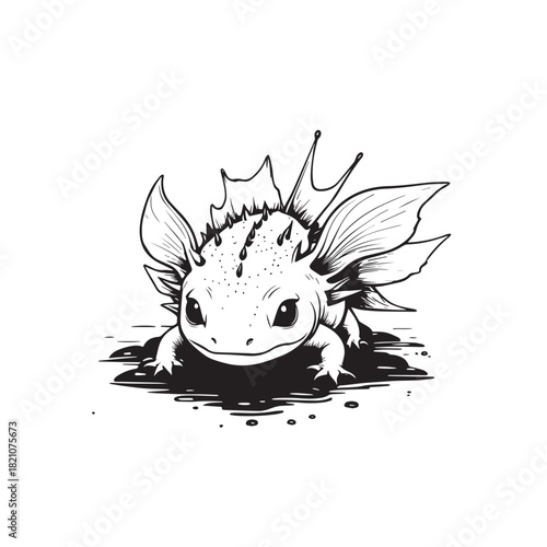 Cute Axolotl Creature Minimalist Symbol
