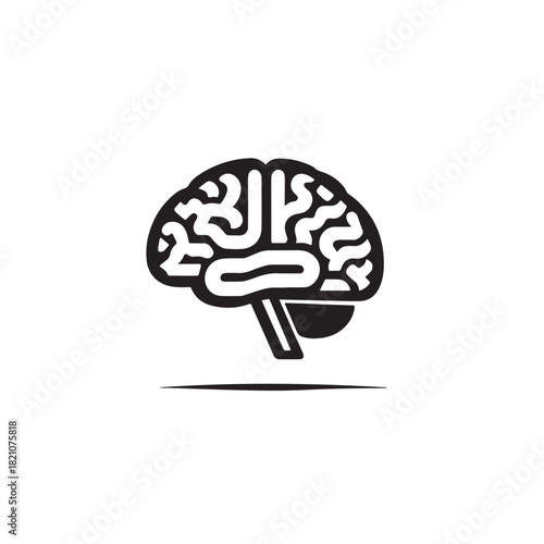 Minimalist Brain Vector Clean Line Art Icon for Science and Intelligence Concepts
