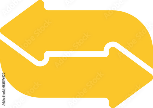Abstract yellow arrows graphic illustration conveying exchange and circulation concept