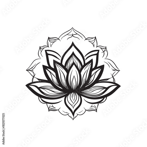 Minimalist water lily or lotus logo icon
