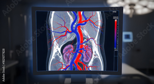 Viewing Human Anatomy Scan on Monitor in Operating Room