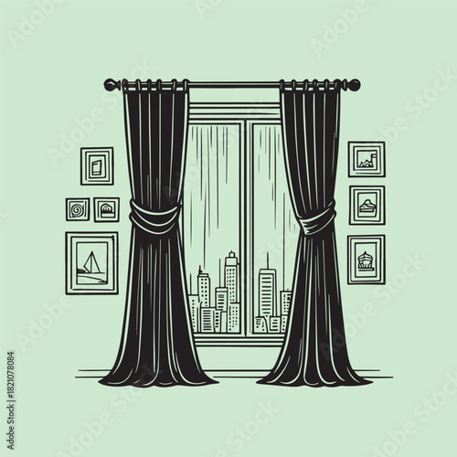 Curtain Design vector illustration

