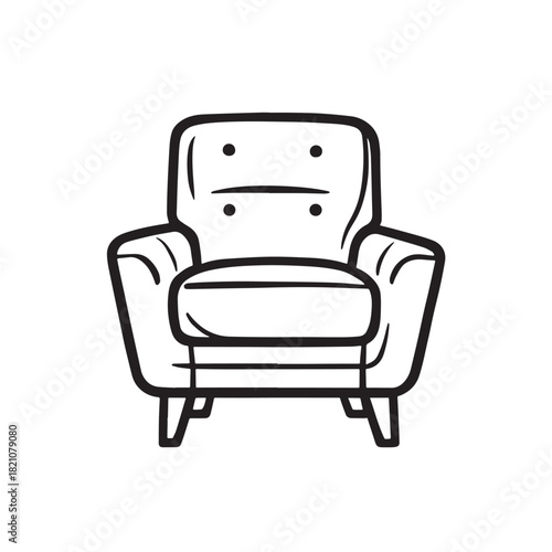 Minimalist Armchair or couch design isolated on white background
