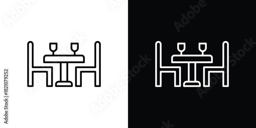 Dining table icons for UI elements. High-quality vector illustration.